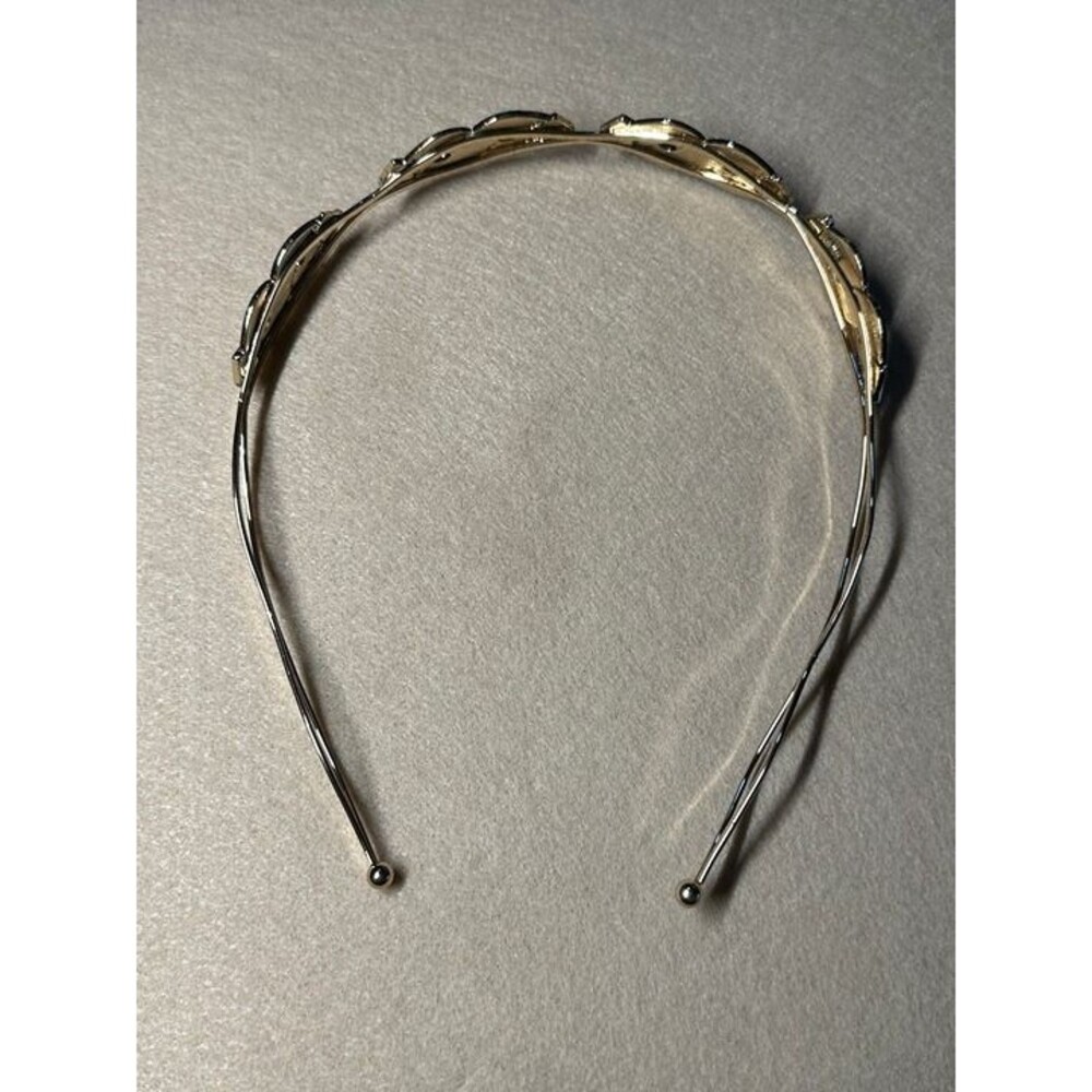 gold tone twisted leaf rhinestone headband vintage style hair accessory nwt